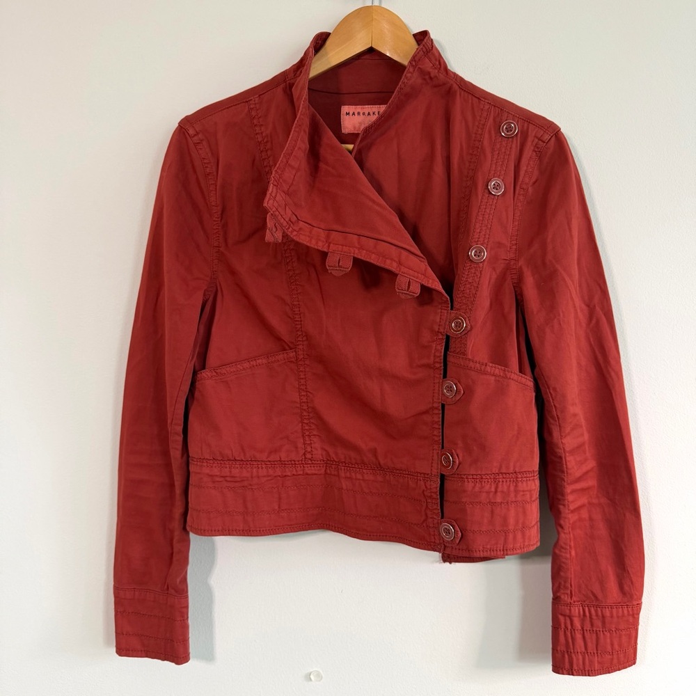 Anthropologie Marrakech Rust Moto Asymmetrical Button Women’s Jacket Size XS